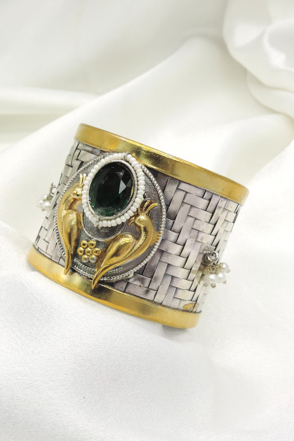 Tribal Peacock Cuff Bracelet | Dual Tone Handmade Statement Kada