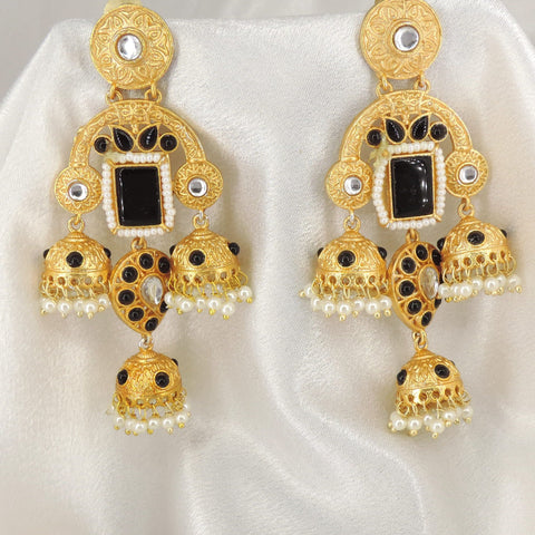 Black Kashmiri Jhumka Earrings by Joyrias