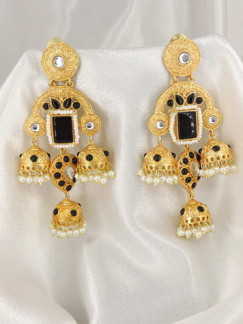 Black Kashmiri Jhumka Earrings by Joyrias