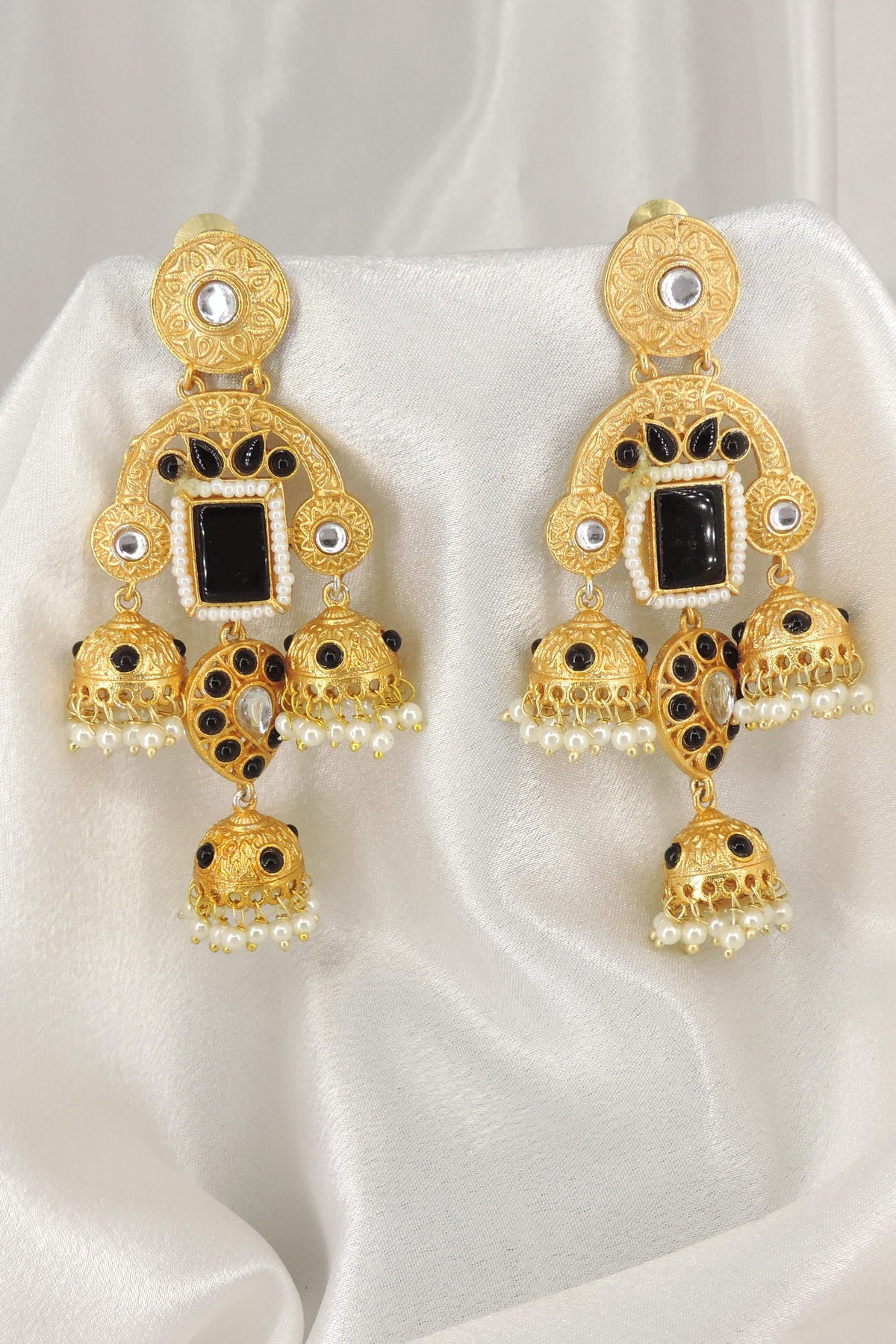 Black Kashmiri Jhumka Earrings by Joyrias