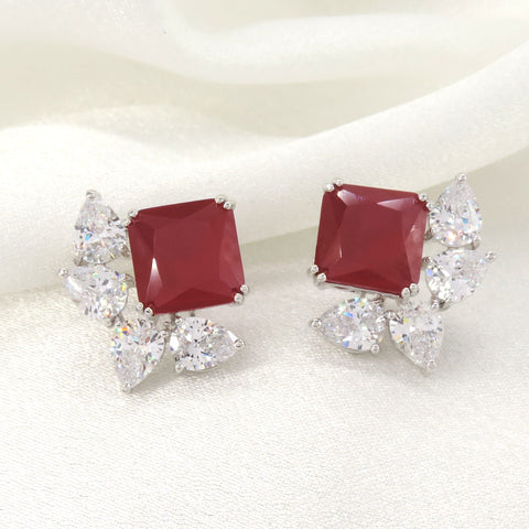 Ruby Geometric CZ Stud Earrings by Joyrias