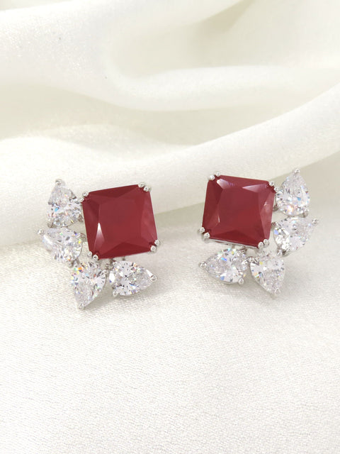Ruby Geometric CZ Stud Earrings by Joyrias