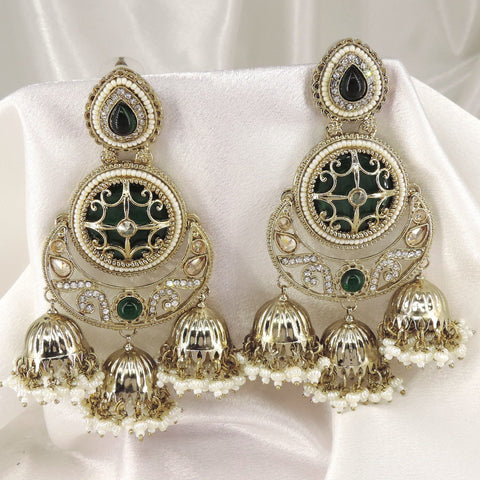 Emerald Dual Tone Chandbali Jhumka by Joyrias