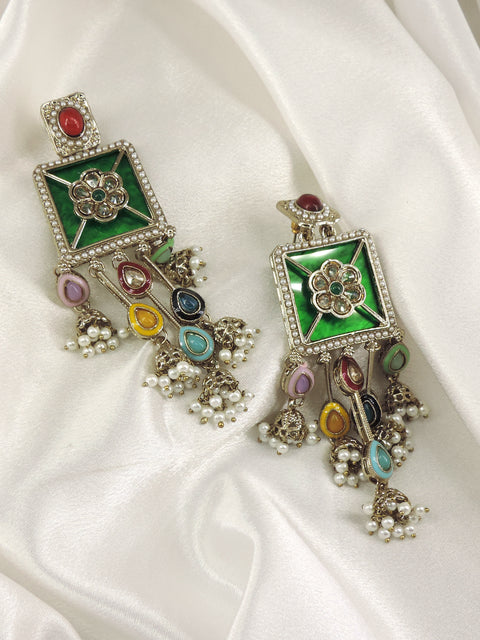 Multicolor Pearl Jhumka Earrings