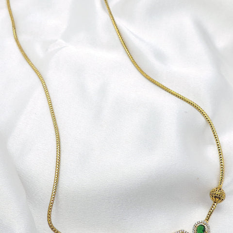Gold-toned ruby green stone pendant necklace by joyrias