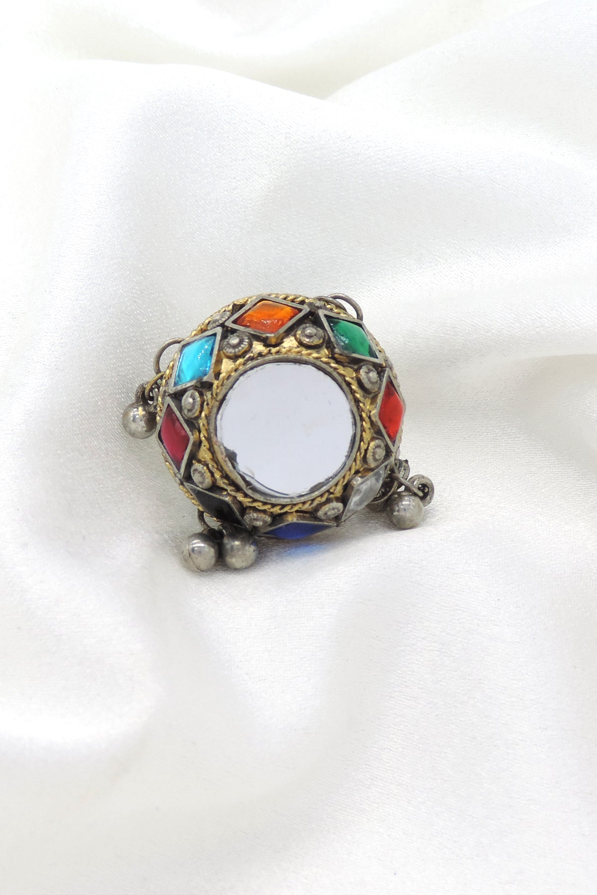 Oxidized Multicolor CZ AD Adjustable Ring