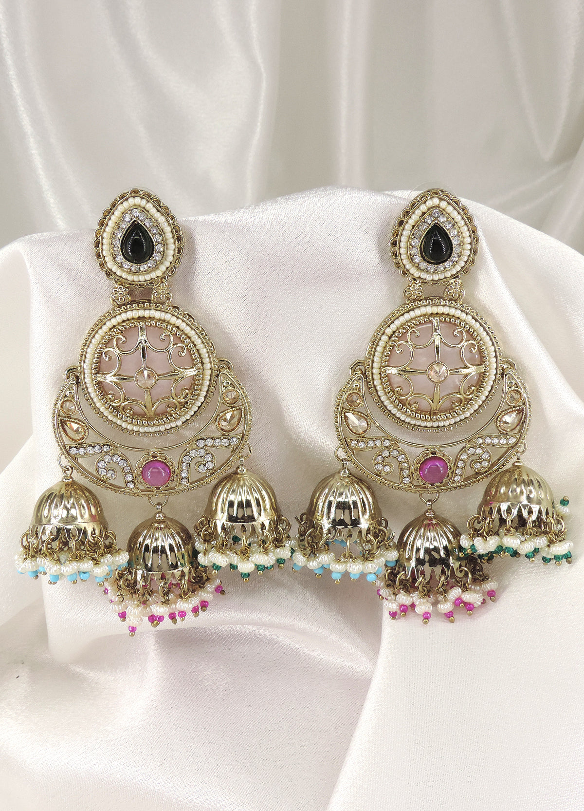 Emerald Dual Tone Chandbali Jhumka