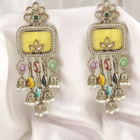 Multicolor Pearl Jhumka Earrings by Joyrias
