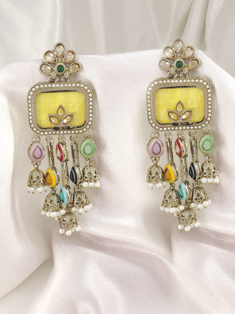 Multicolor Pearl Jhumka Earrings by Joyrias
