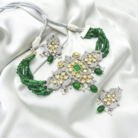 Green Kundan choker necklace – Indian Kundan green choker for weddings USA – Joyrias