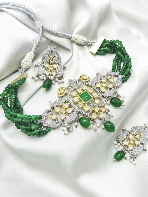 Green Kundan choker necklace – Indian Kundan green choker for weddings USA – Joyrias
