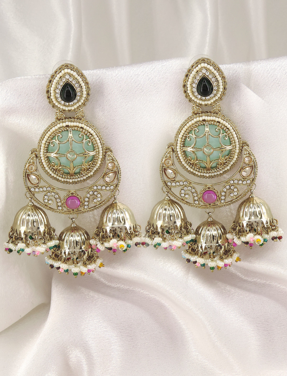 Emerald Dual Tone Chandbali Jhumka