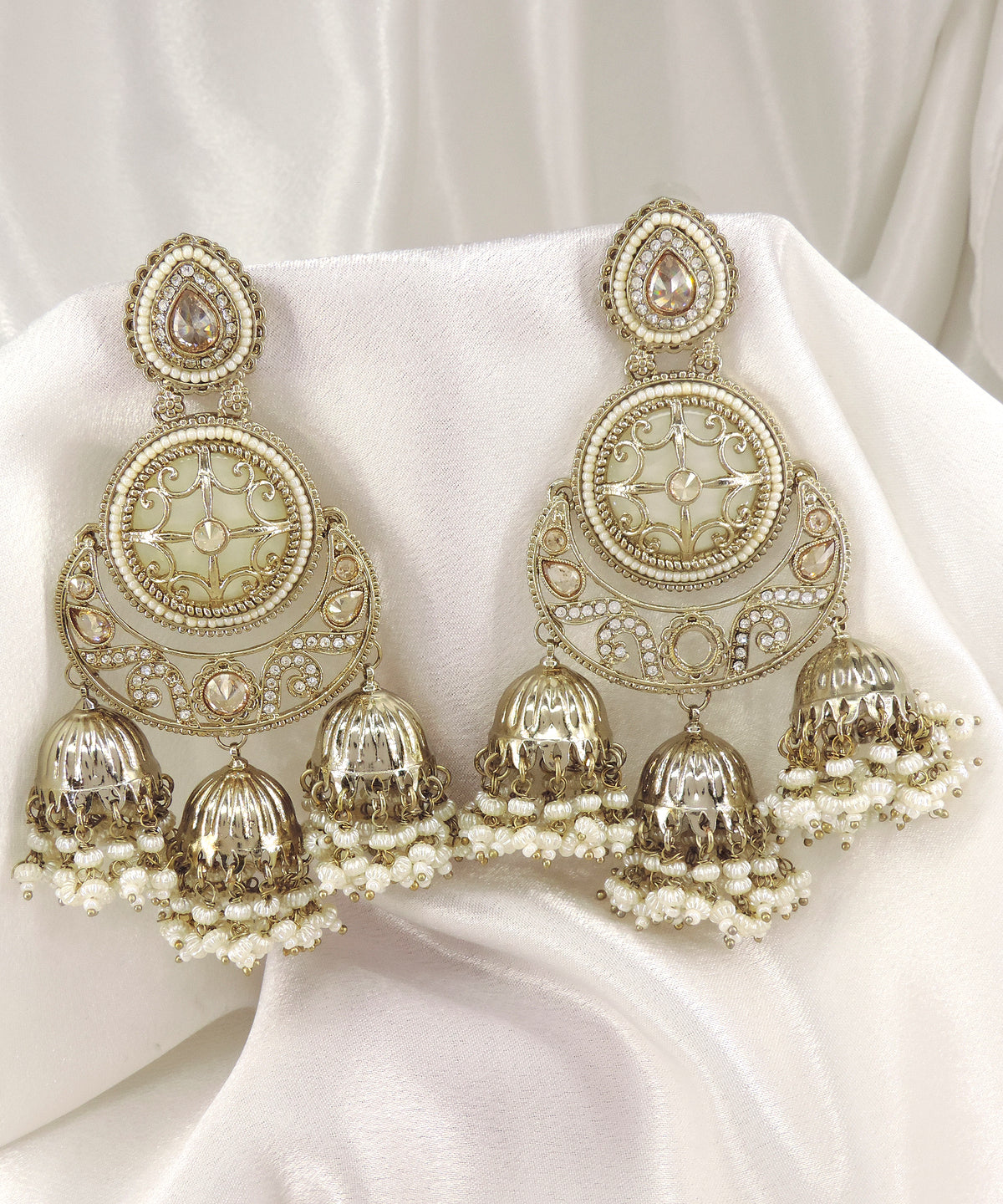Emerald Dual Tone Chandbali Jhumka