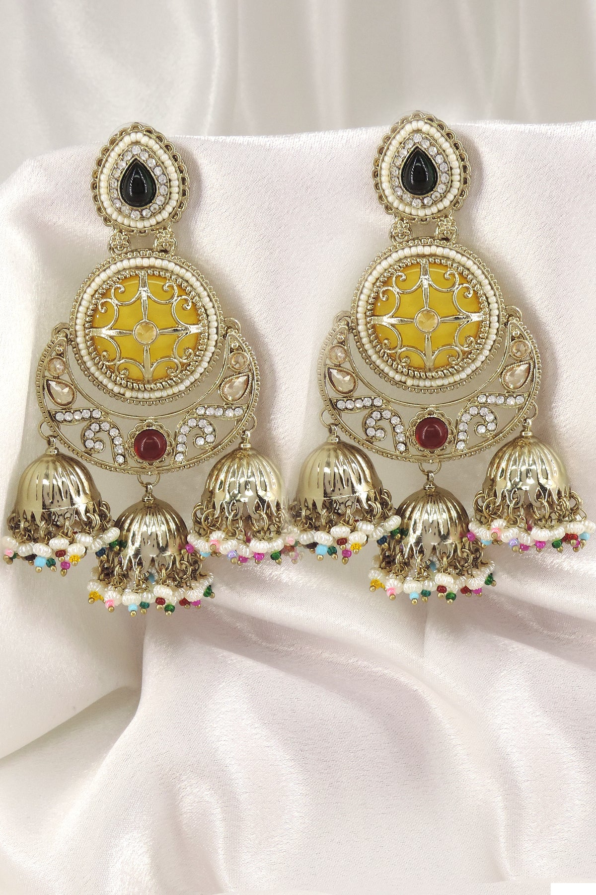 Emerald Dual Tone Chandbali Jhumka