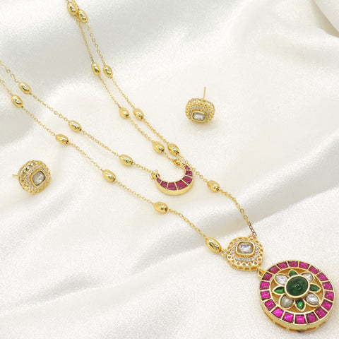 Ruby green pendant necklace set by Joyrias