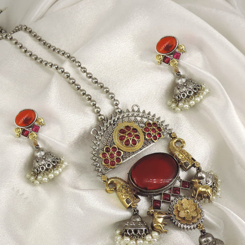 Dual Tone Heritage Pendant Set by Joyrias