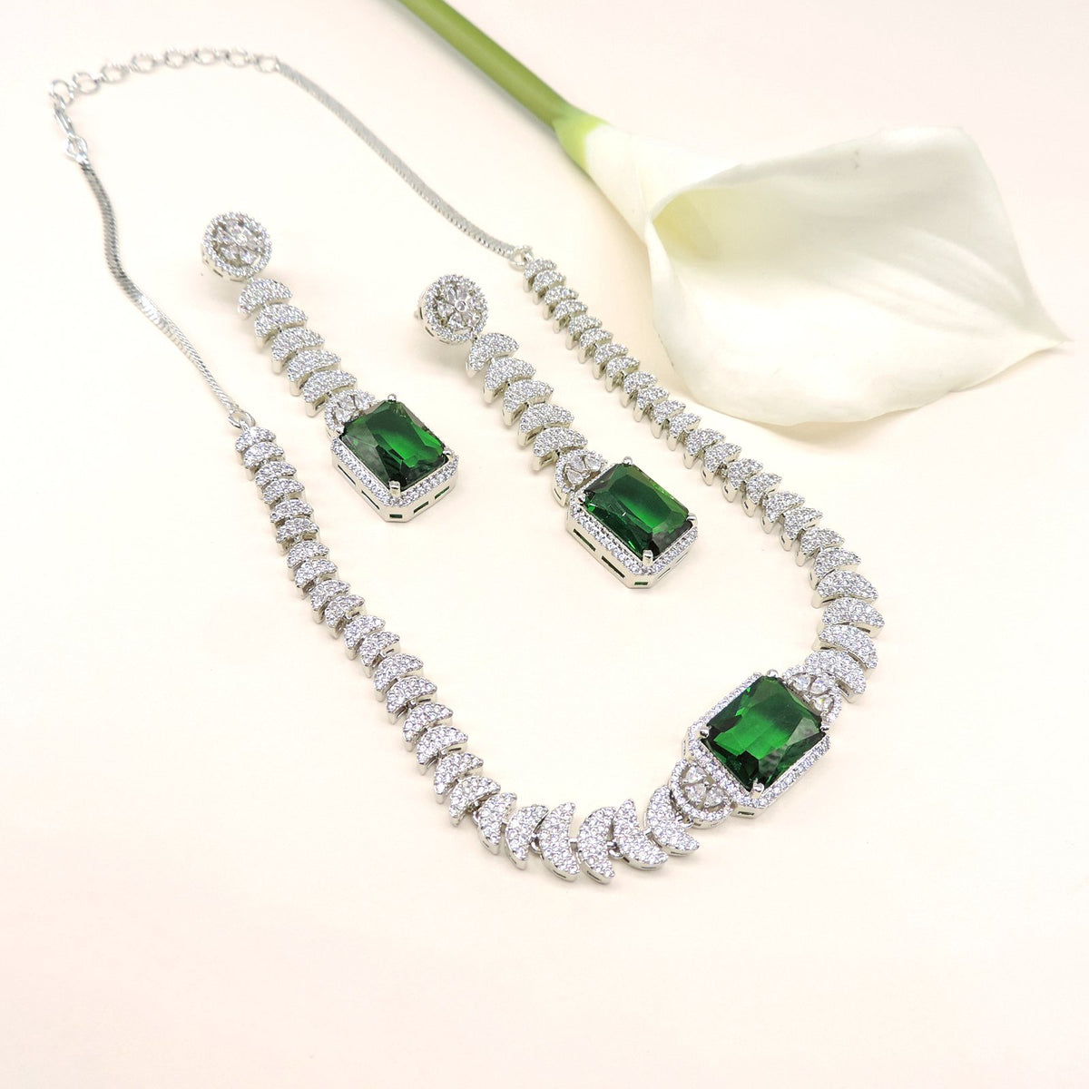 Premium AD necklace set – Indian premium American diamond necklace for weddings USA – Joyrias
