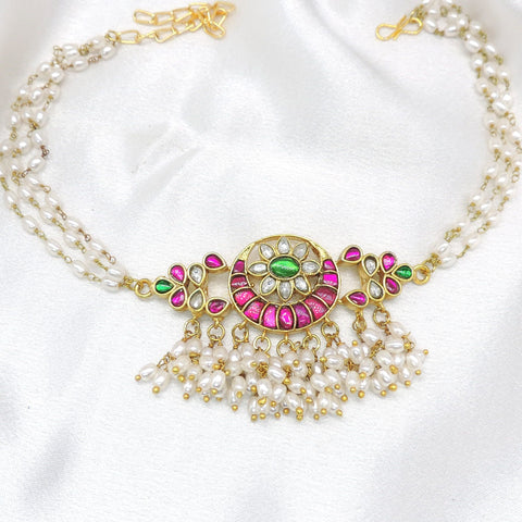 Floral Pearl Stone Necklace Set by Joyrias