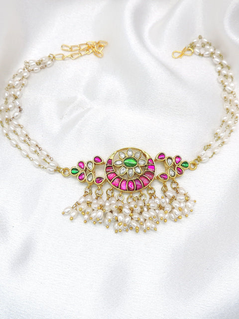Floral Pearl Stone Necklace Set by Joyrias