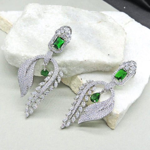 Stylish emerald earrings – Indian emerald stone earrings for festive wear USA – Joyrias