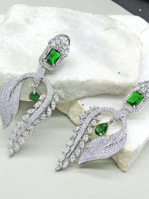 Stylish emerald earrings – Indian emerald stone earrings for festive wear USA – Joyrias