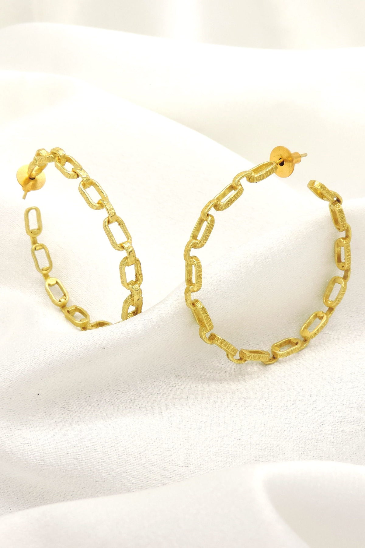 Gold-Plated Chain Hoop Earrings | Modern Link Statement Hoops