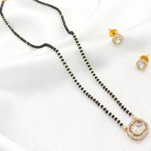 Minimal Kundan Mangalsutra Set with CZ Pendant