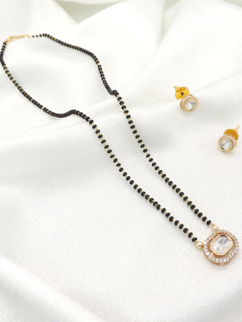 Minimal Kundan Mangalsutra Set with CZ Pendant