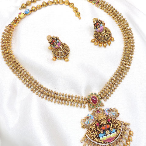 Traditional Multicolor Temple Necklace Set