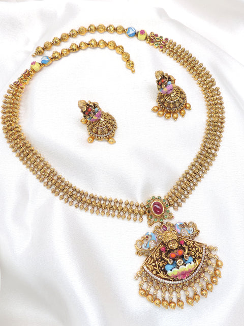 Traditional Multicolor Temple Necklace Set