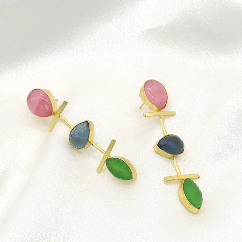 Multicolor geometric drop earrings by Joyrias