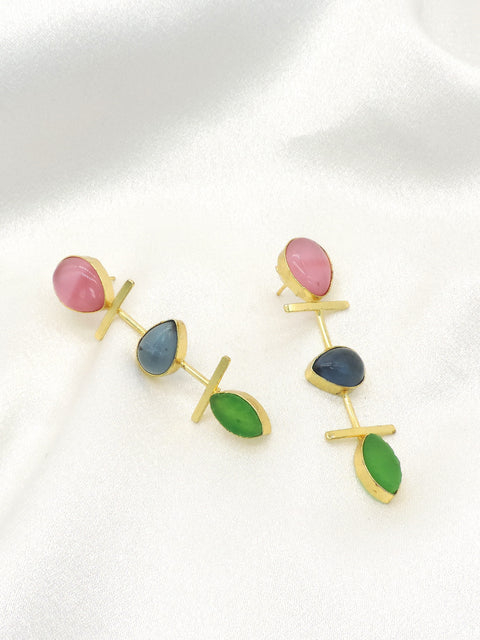 Multicolor geometric drop earrings by Joyrias