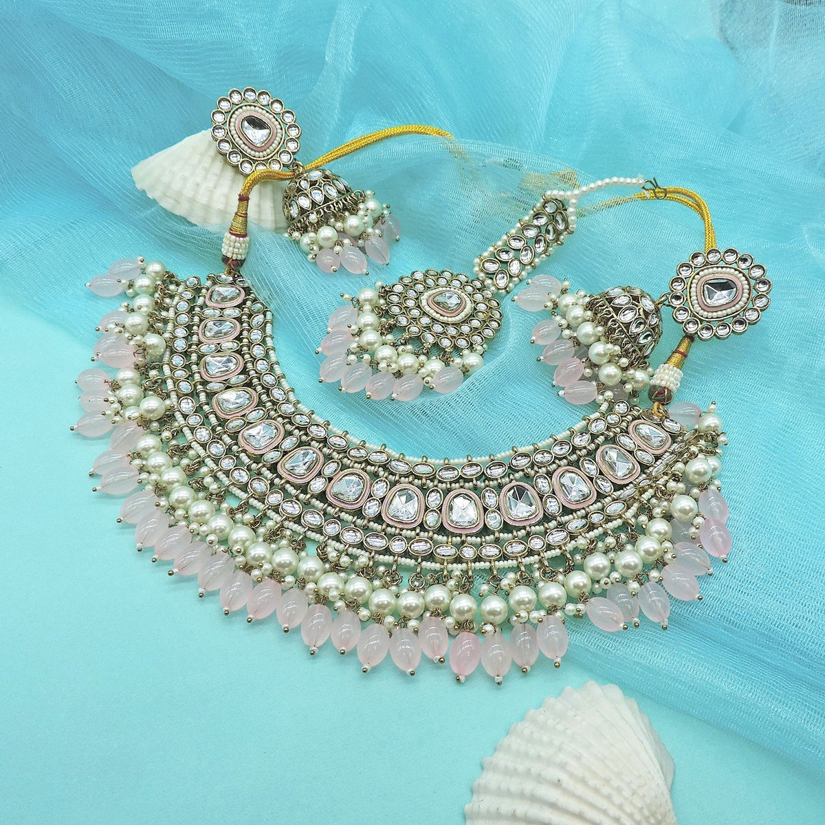 Kundan with Pink beads Necklace Image 0