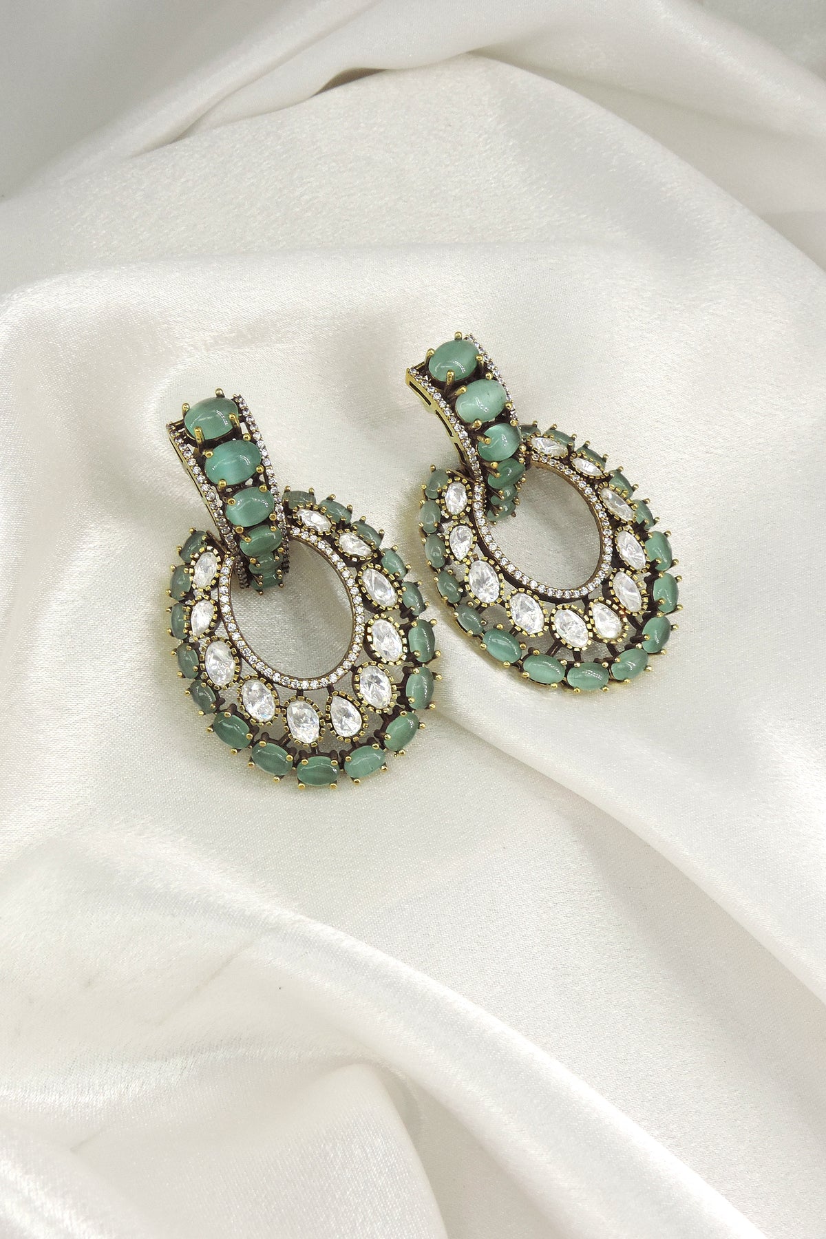 Ruby CZ Teardrop Hoop Earrings