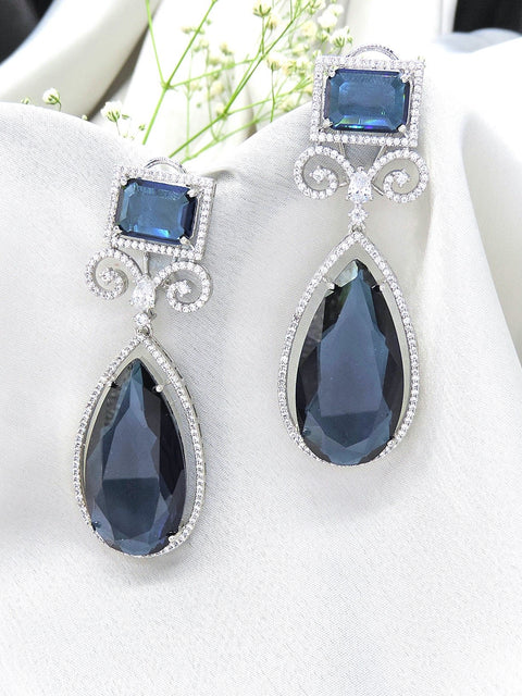 Navy blue statement earrings – Indian bold navy blue earrings for weddings USA – Joyrias