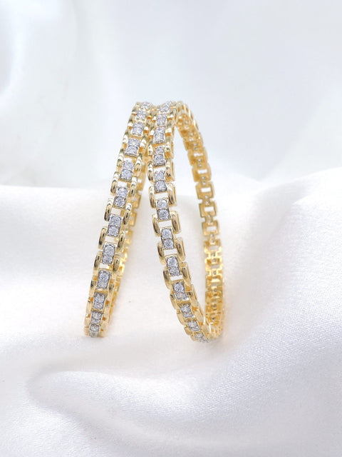 Premium gold-toned AD link bangle set with sparkling stone detailing by joyrias