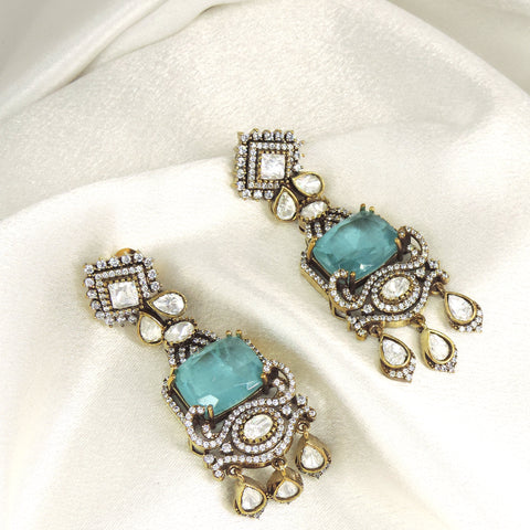 Mint Doublet with Moissanite Drop Earrings (Copy)