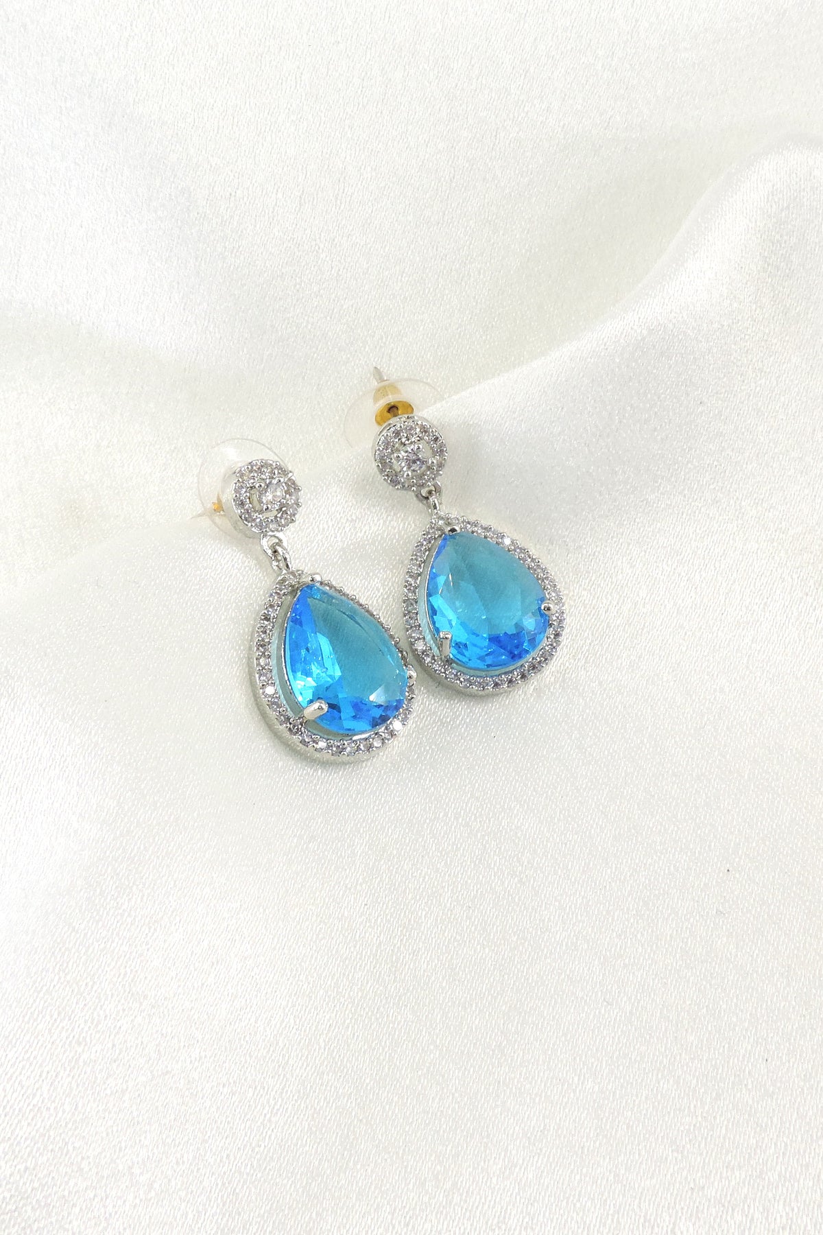 Blue zircon drop earrings by Joyrias