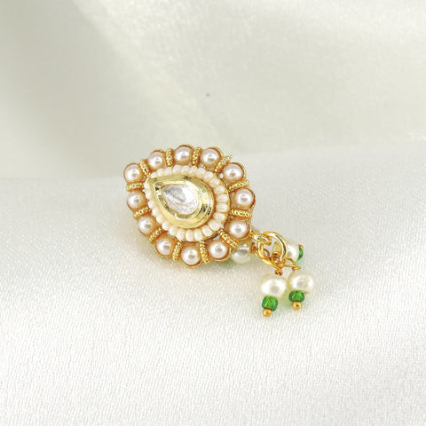 Pearl kundan nose pin by Joyrias