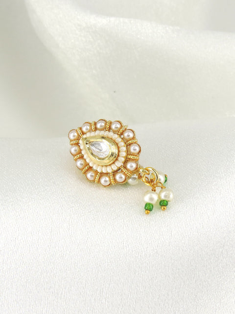 Pearl kundan nose pin by Joyrias