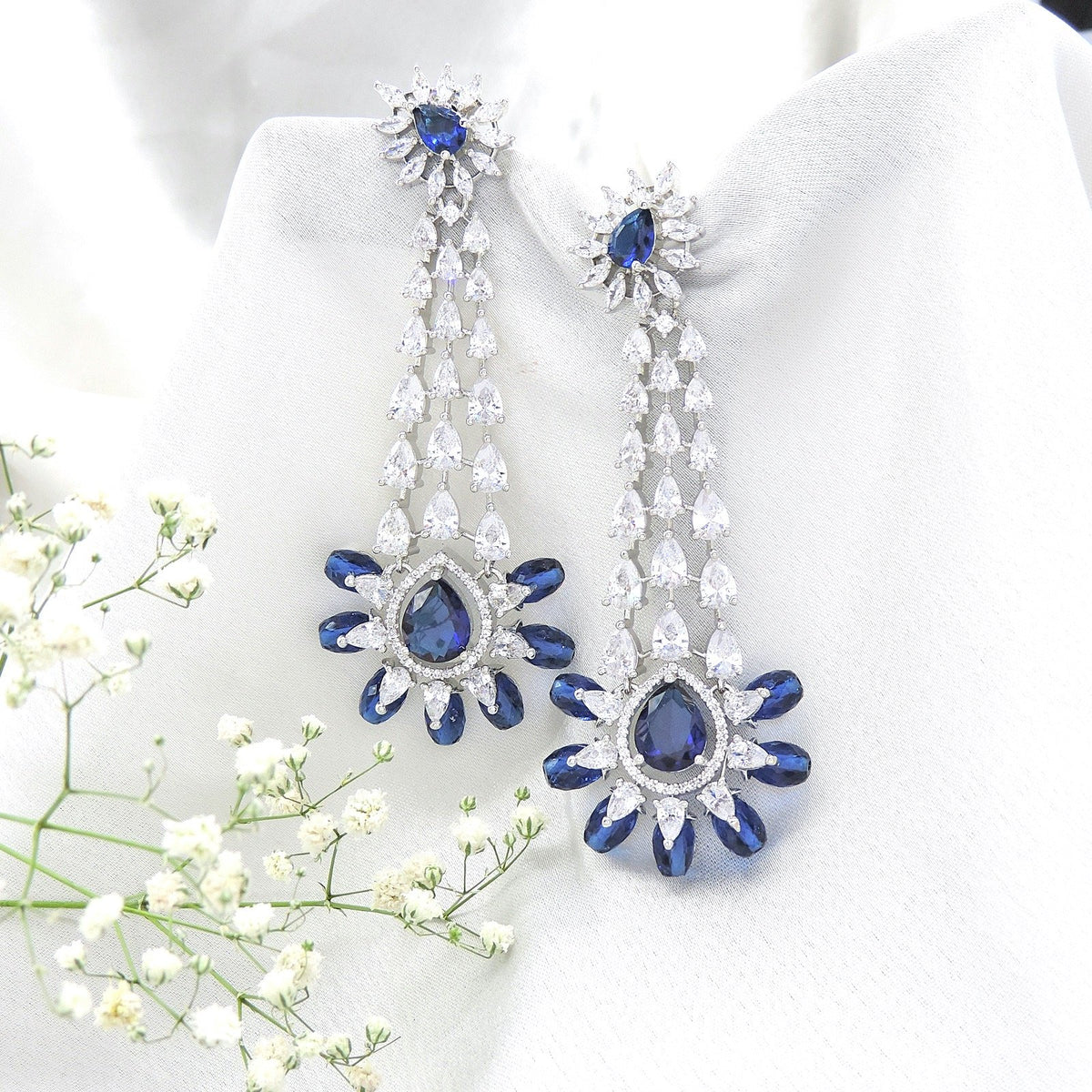 Statement earrings with AD stones – Indian American diamond statement earrings USA – Joyrias