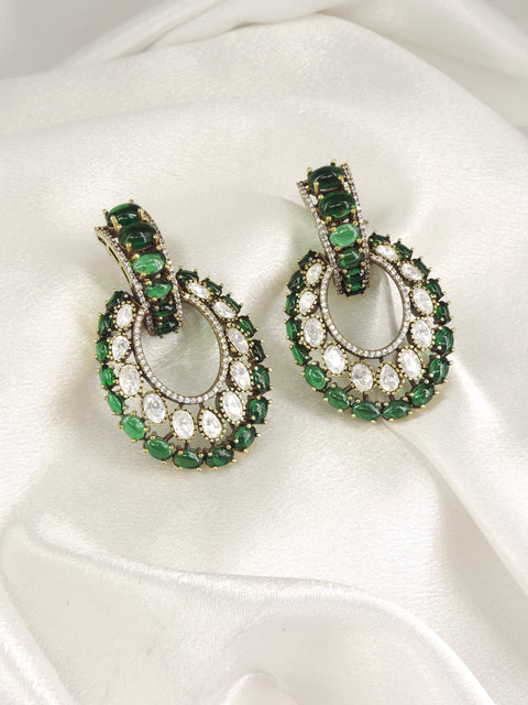 Ruby CZ Teardrop Hoop Earrings