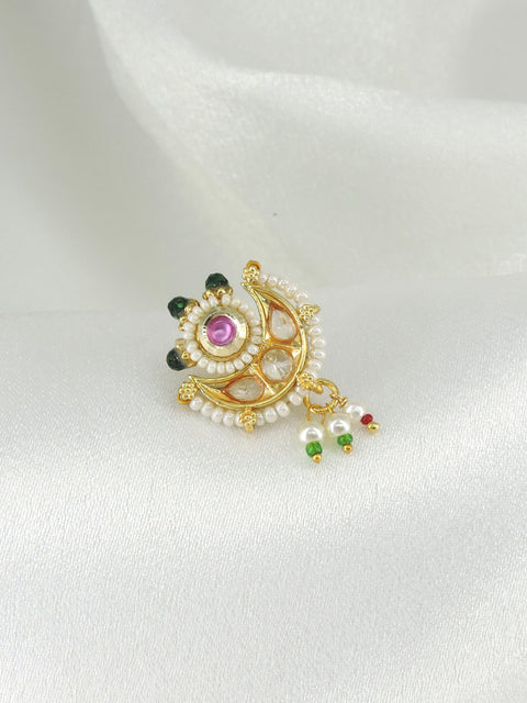 Crescent pearl nose pin by Joyrias