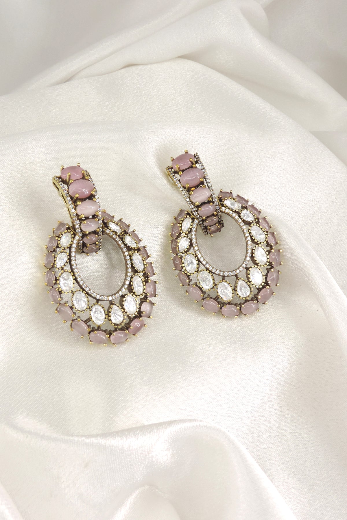 Ruby CZ Teardrop Hoop Earrings