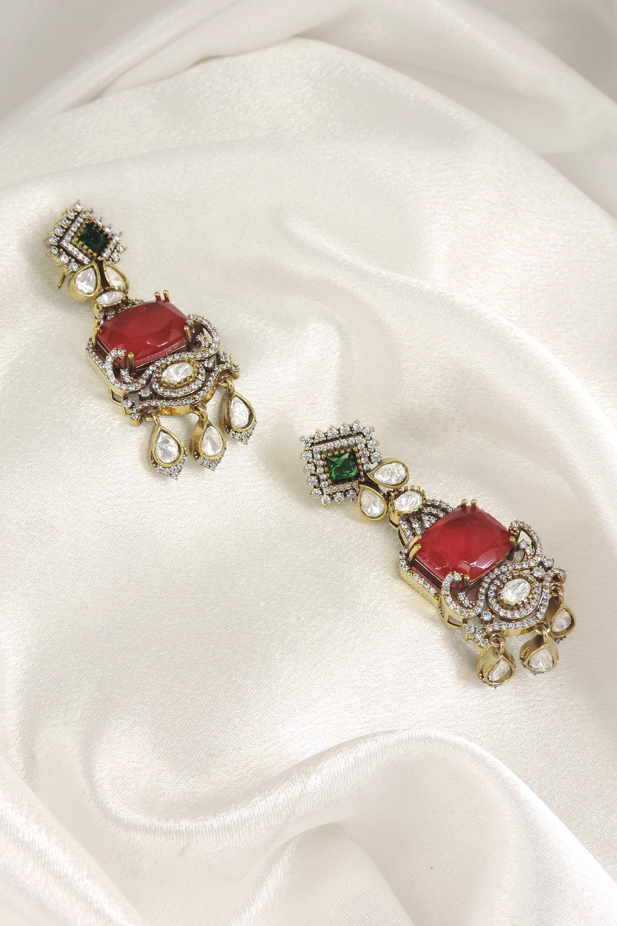 Mint Doublet with Moissanite Drop Earrings (Copy)