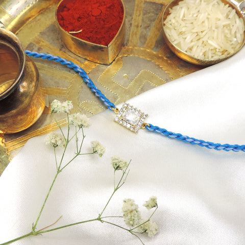 CZ Square Solitaire Bhaiya Rakhi