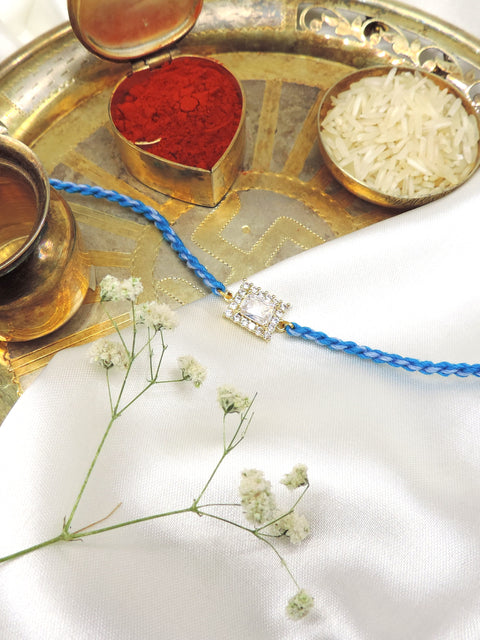 CZ Square Solitaire Bhaiya Rakhi
