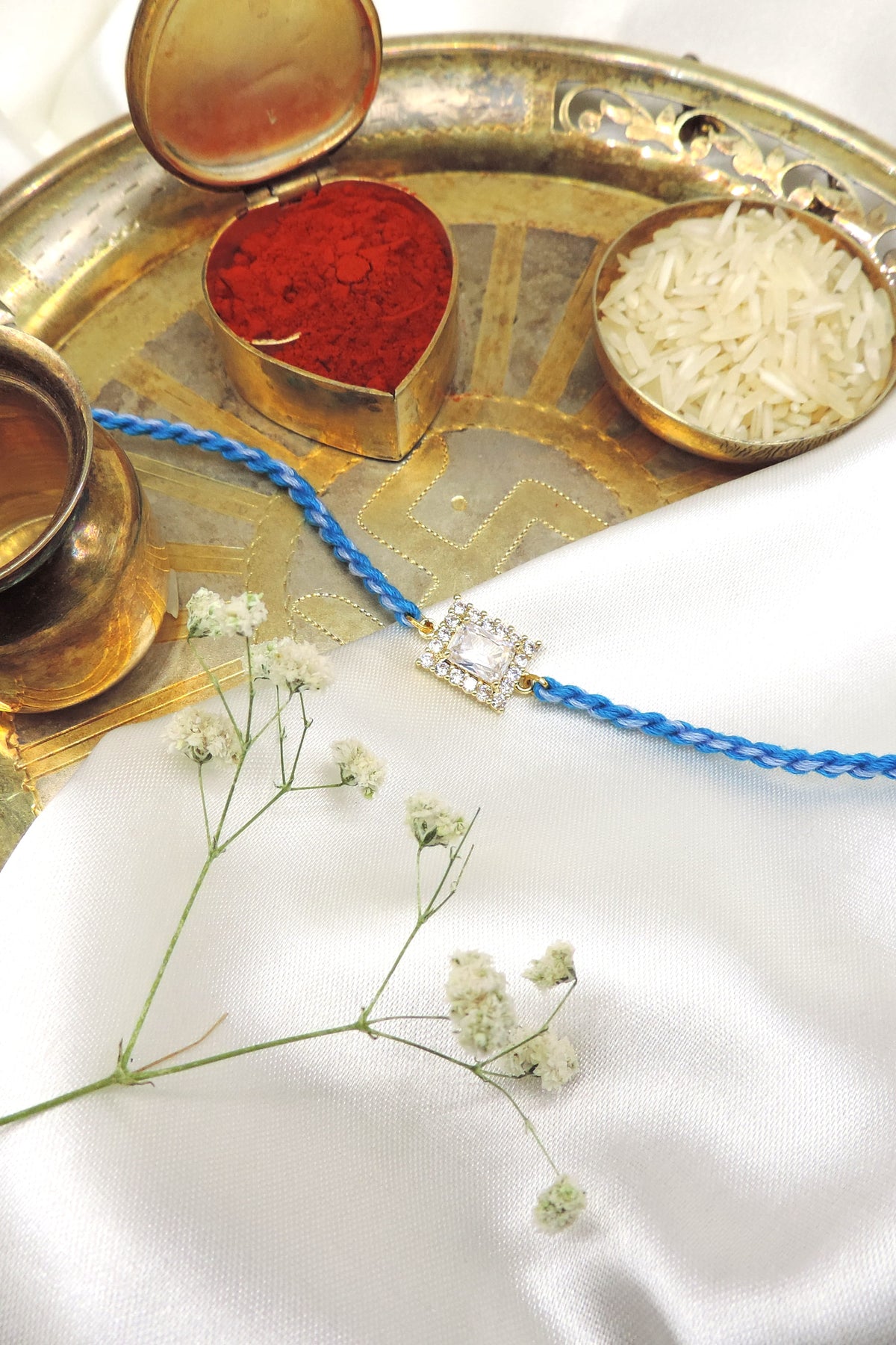 CZ Square Solitaire Bhaiya Rakhi