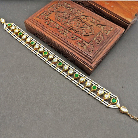 Kundan mathapati with green drop – Indian Kundan mathapati head jewelry USA – Joyrias