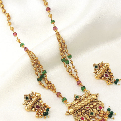 Antique beaded pendant necklace set by Joyrias